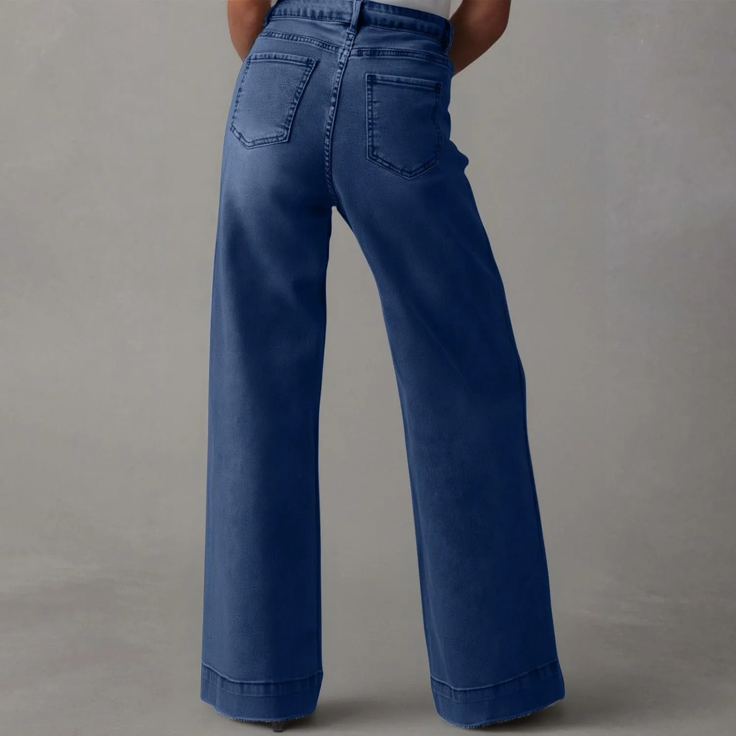 HGps8w Stretch High Waisted Boyfriend Jeans for Women 2025 Summer Straight Leg Button Fly Denim Pants with Pockets