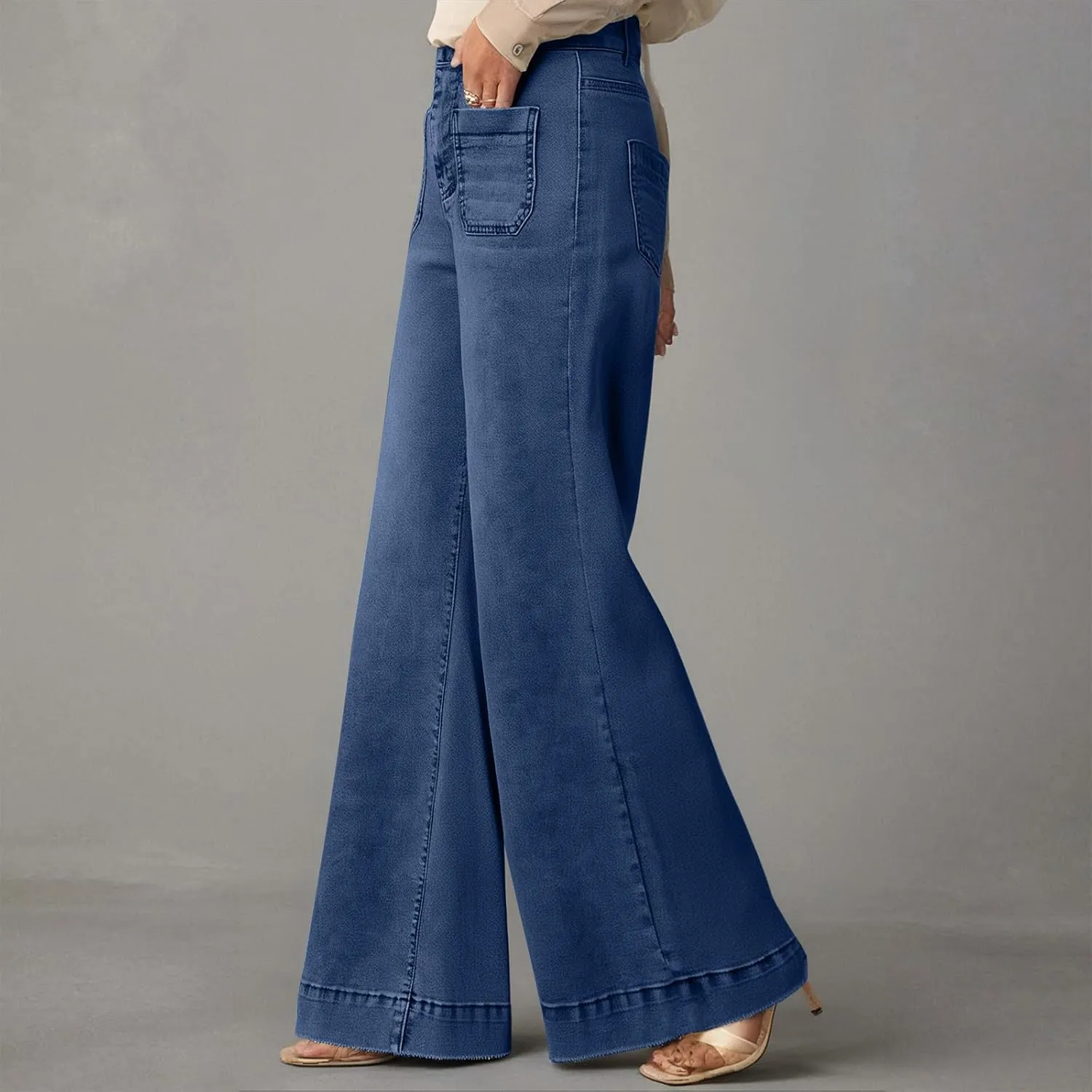 HGps8w Stretch High Waisted Boyfriend Jeans for Women 2025 Summer Straight Leg Button Fly Denim Pants with Pockets