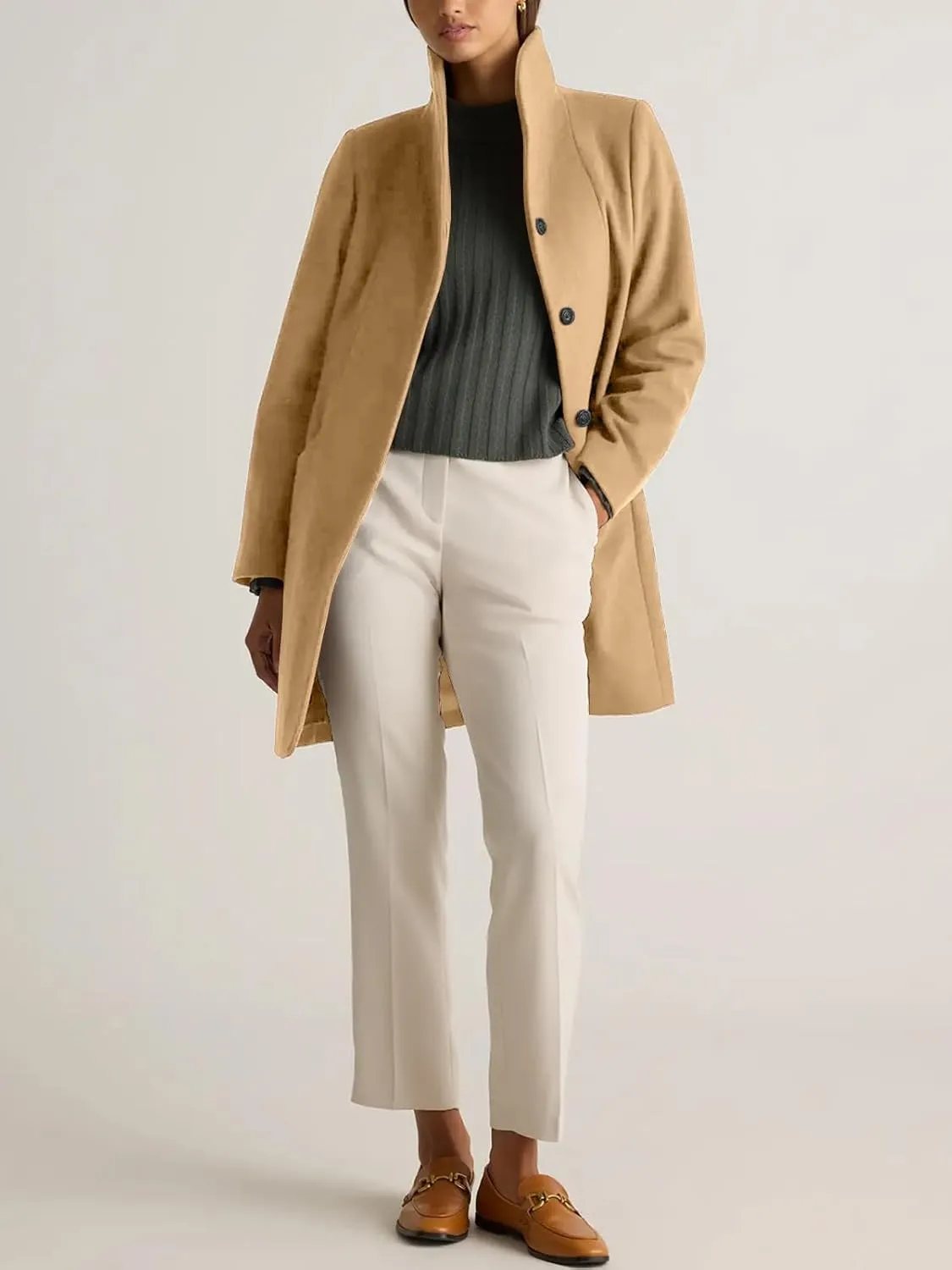 IDEALSANXUN Wool Coats for Women Fall Winter Peacoat Trench Coat Blazer Jackets