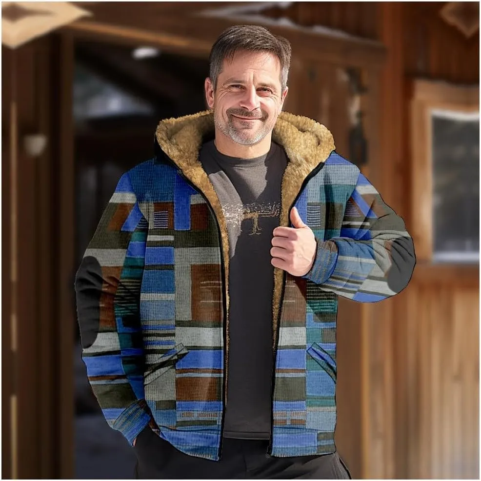 Jacket For Men Vintage Zip Up Padded Casual Hoodies Long Sleeve Trendy Thickened Warm Winter Coats