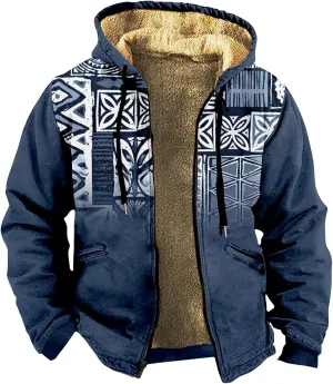 Jacket For Men Vintage Zip Up Padded Casual Hoodies Long Sleeve Trendy Thickened Warm Winter Coats