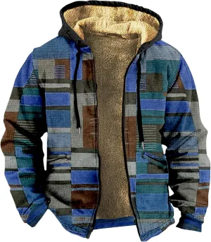 Jacket For Men Vintage Zip Up Padded Casual Hoodies Long Sleeve Trendy Thickened Warm Winter Coats