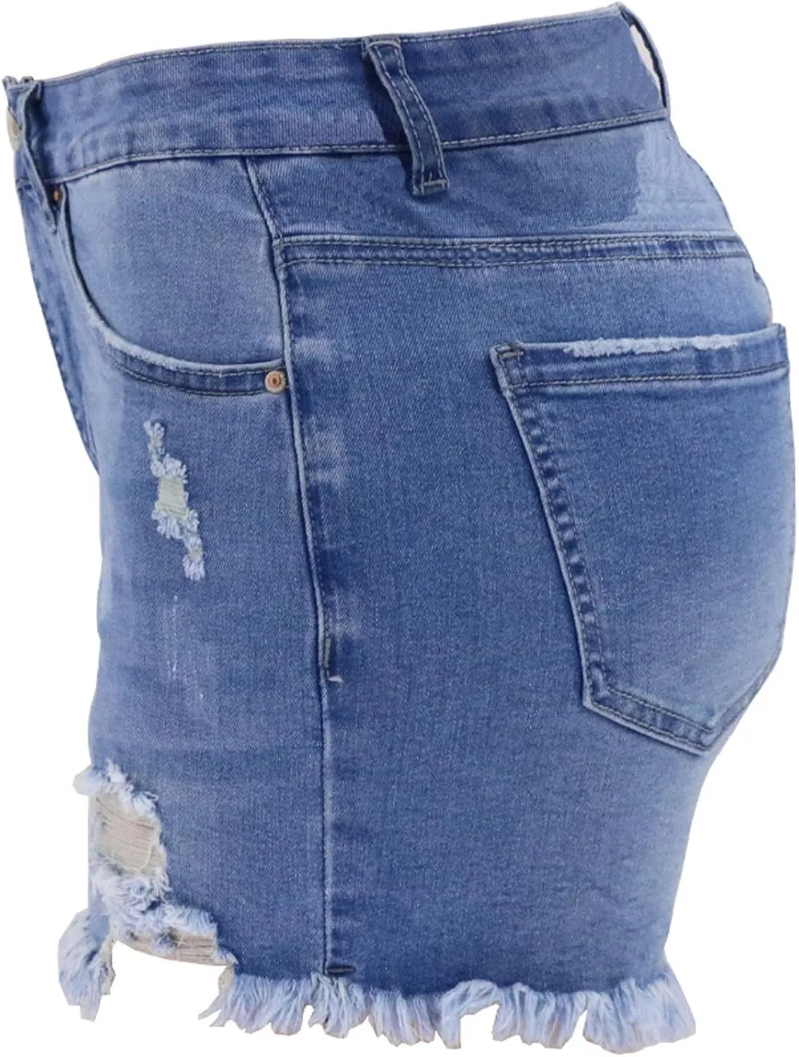 Jean Shorts for Women High Waisted Stretchy Distressed Denim Shorts Ripped Frayed Raw Hem Summer Casual Shorts