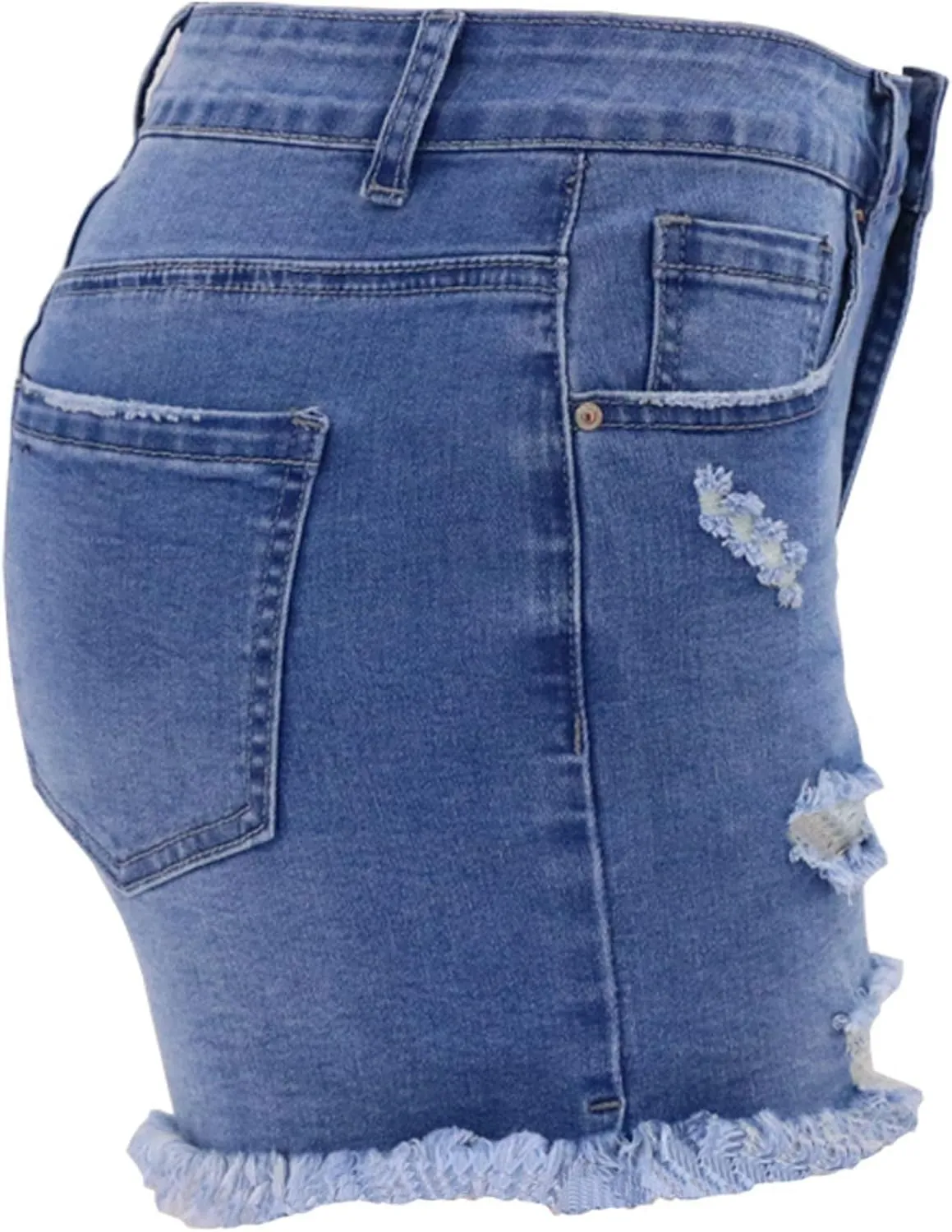 Jean Shorts for Women High Waisted Stretchy Distressed Denim Shorts Ripped Frayed Raw Hem Summer Casual Shorts