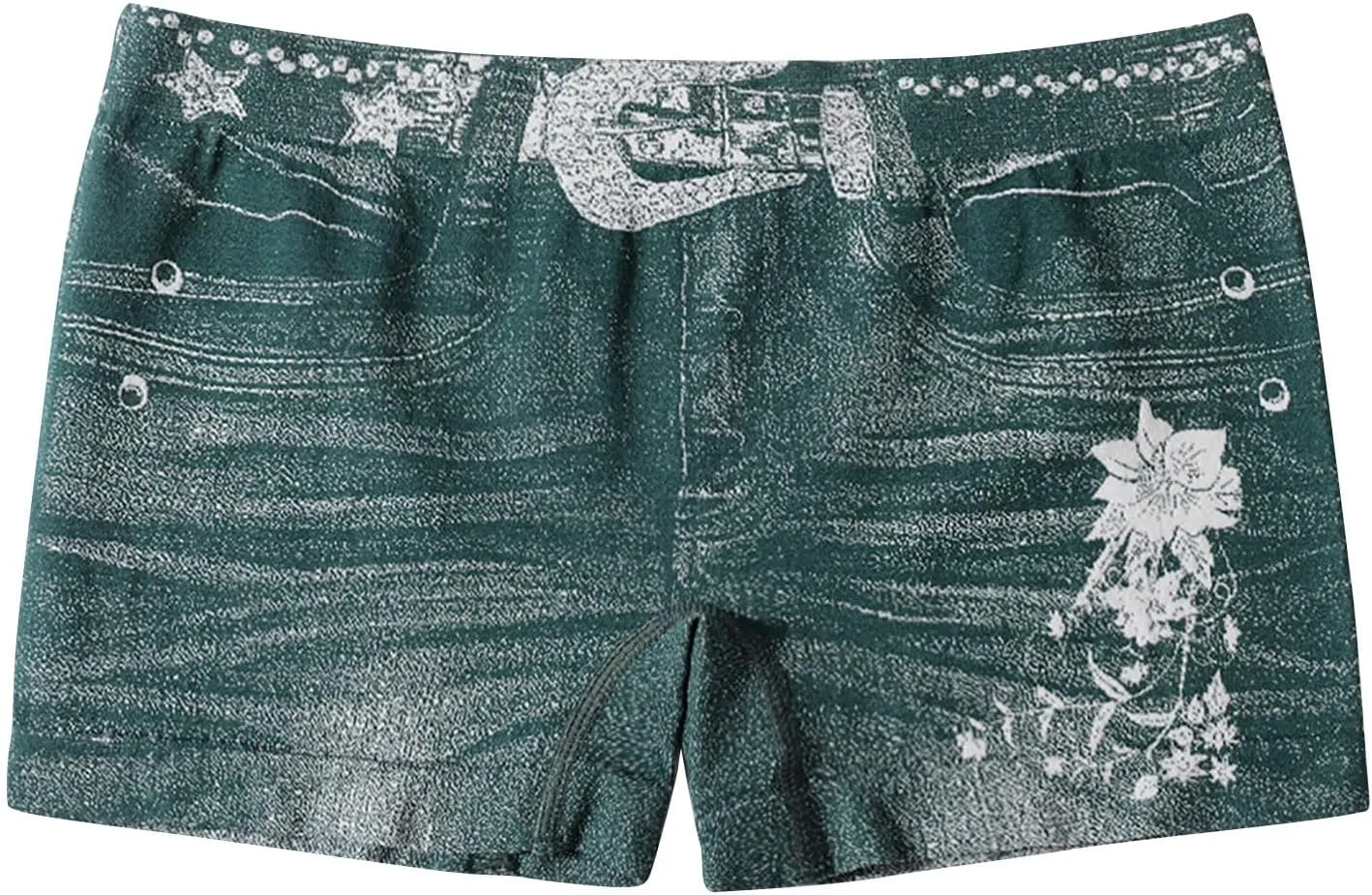 Jegging Shorts for Women Casual Summer High Elastic Mid Waisted Slim Fit Lightweight Yoga Printed