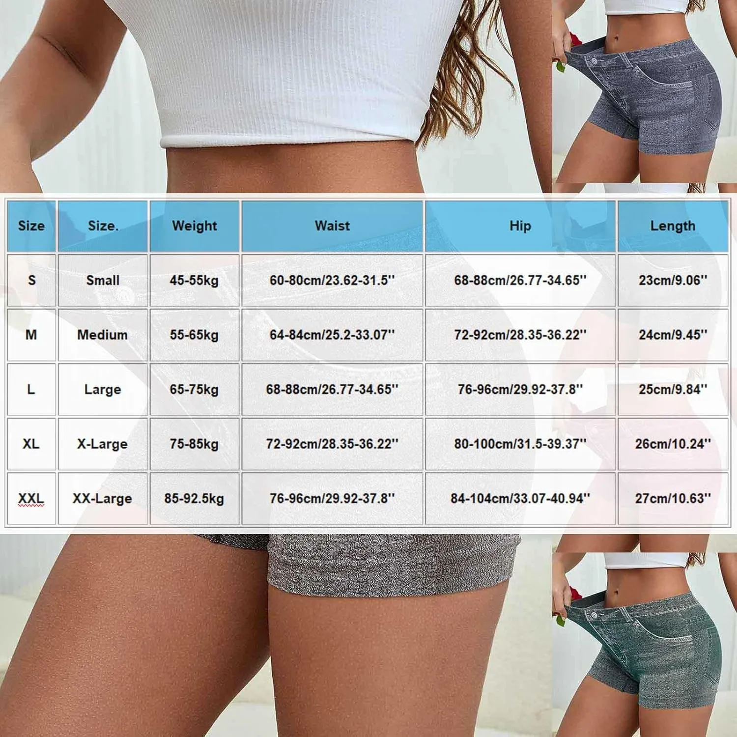 Jegging Shorts for Women Casual Summer High Elastic Mid Waisted Slim Fit Lightweight Yoga Printed