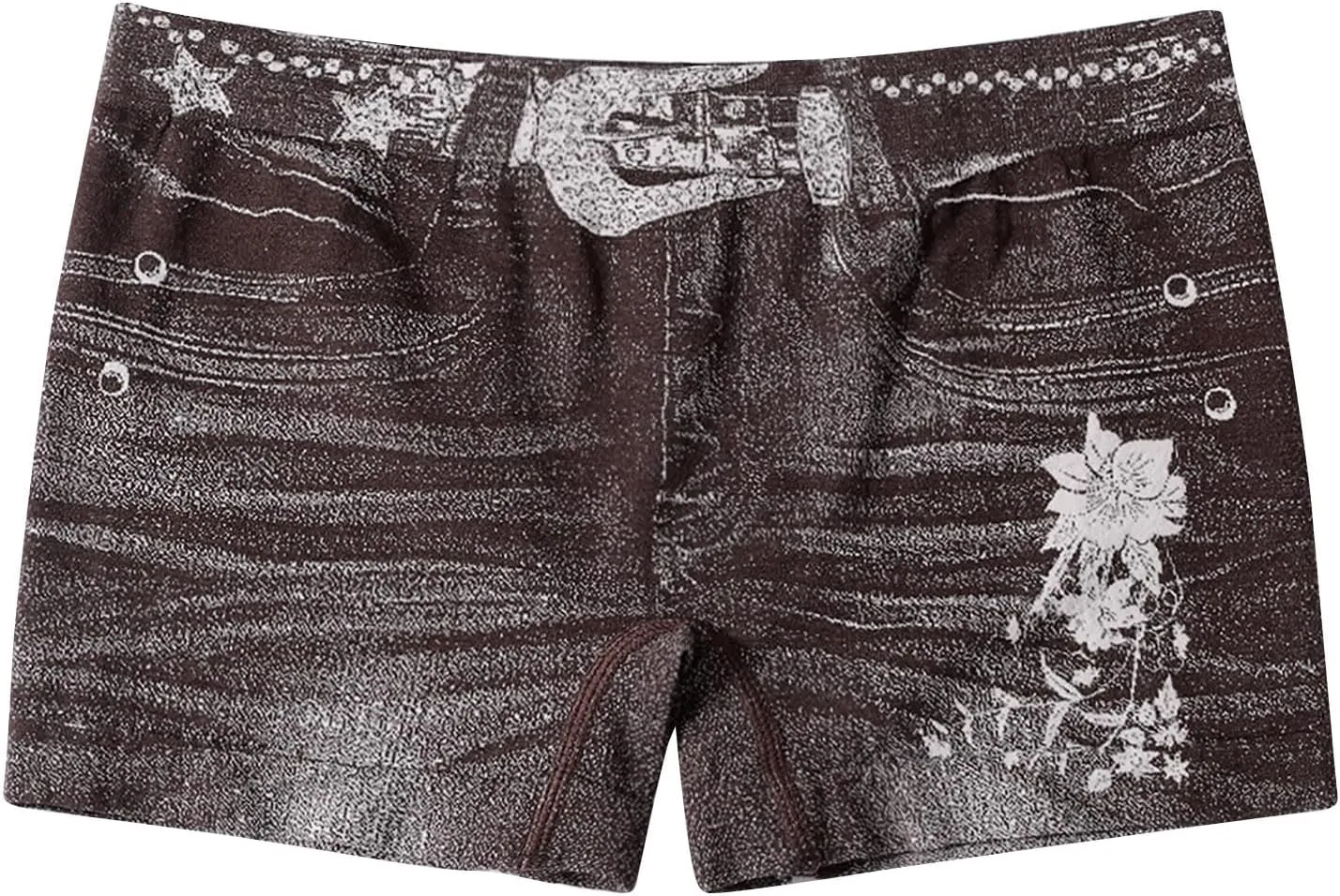 Jegging Shorts for Women Casual Summer High Elastic Mid Waisted Slim Fit Lightweight Yoga Printed