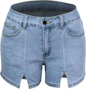 JEKE-DG Women High Waisted Stretchy Denim Shorts Cut Out Hem Stretchy Denim Shorts Skinny Casual Jeans Shorts