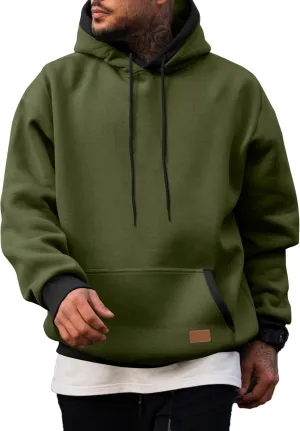 JMIERR Men's Cotton Casual Hoodies Sweatshirts Fashion Long Sleeve Drawstring Fleece Pullover Hoodie with Pockets
