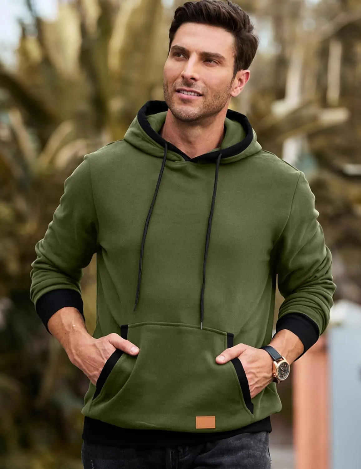 JMIERR Men's Cotton Casual Hoodies Sweatshirts Fashion Long Sleeve Drawstring Fleece Pullover Hoodie with Pockets