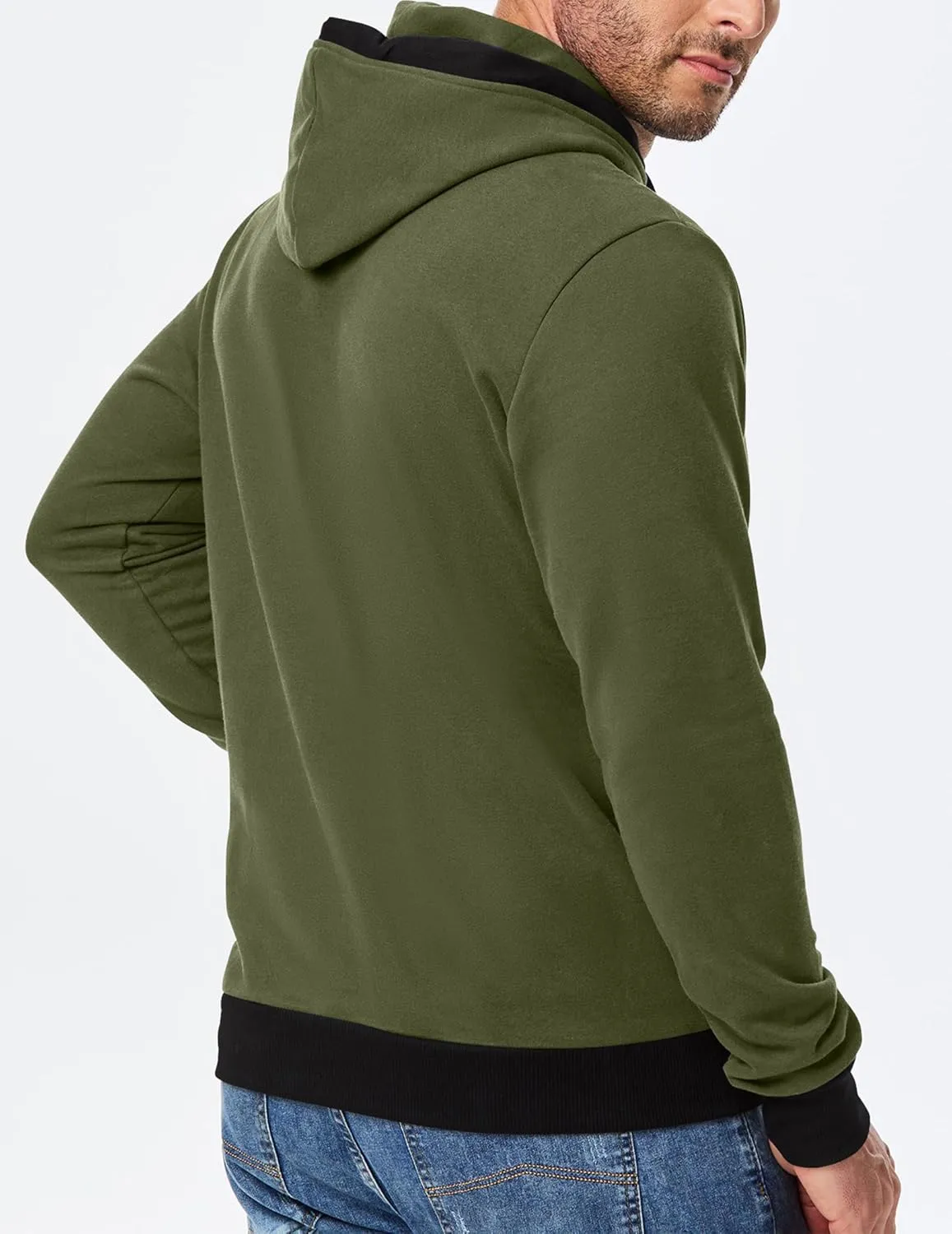 JMIERR Men's Cotton Casual Hoodies Sweatshirts Fashion Long Sleeve Drawstring Fleece Pullover Hoodie with Pockets