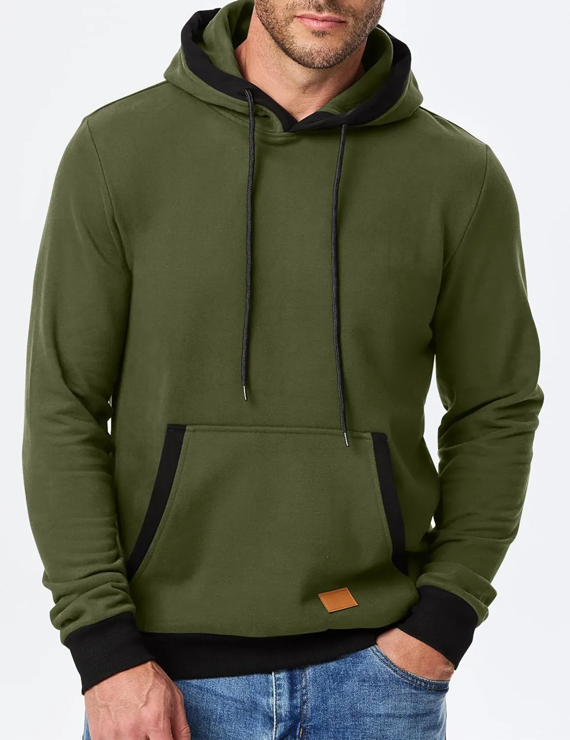 JMIERR Men's Cotton Casual Hoodies Sweatshirts Fashion Long Sleeve Drawstring Fleece Pullover Hoodie with Pockets