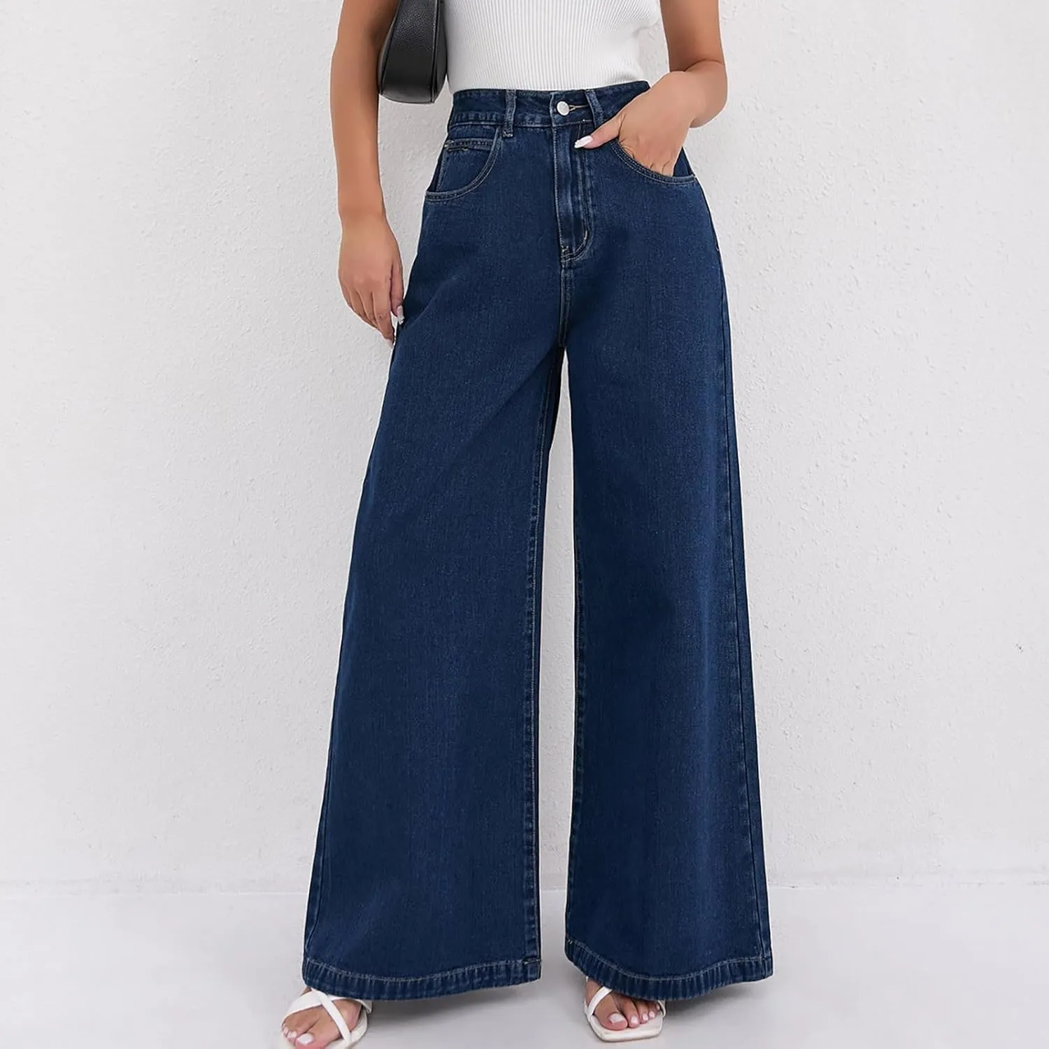 Juniors Loose Fit Denim Pants for Women Cowgirl High Cut Straight Leg Plain Long Leg Summer Fall 2025 Fashion Y2K