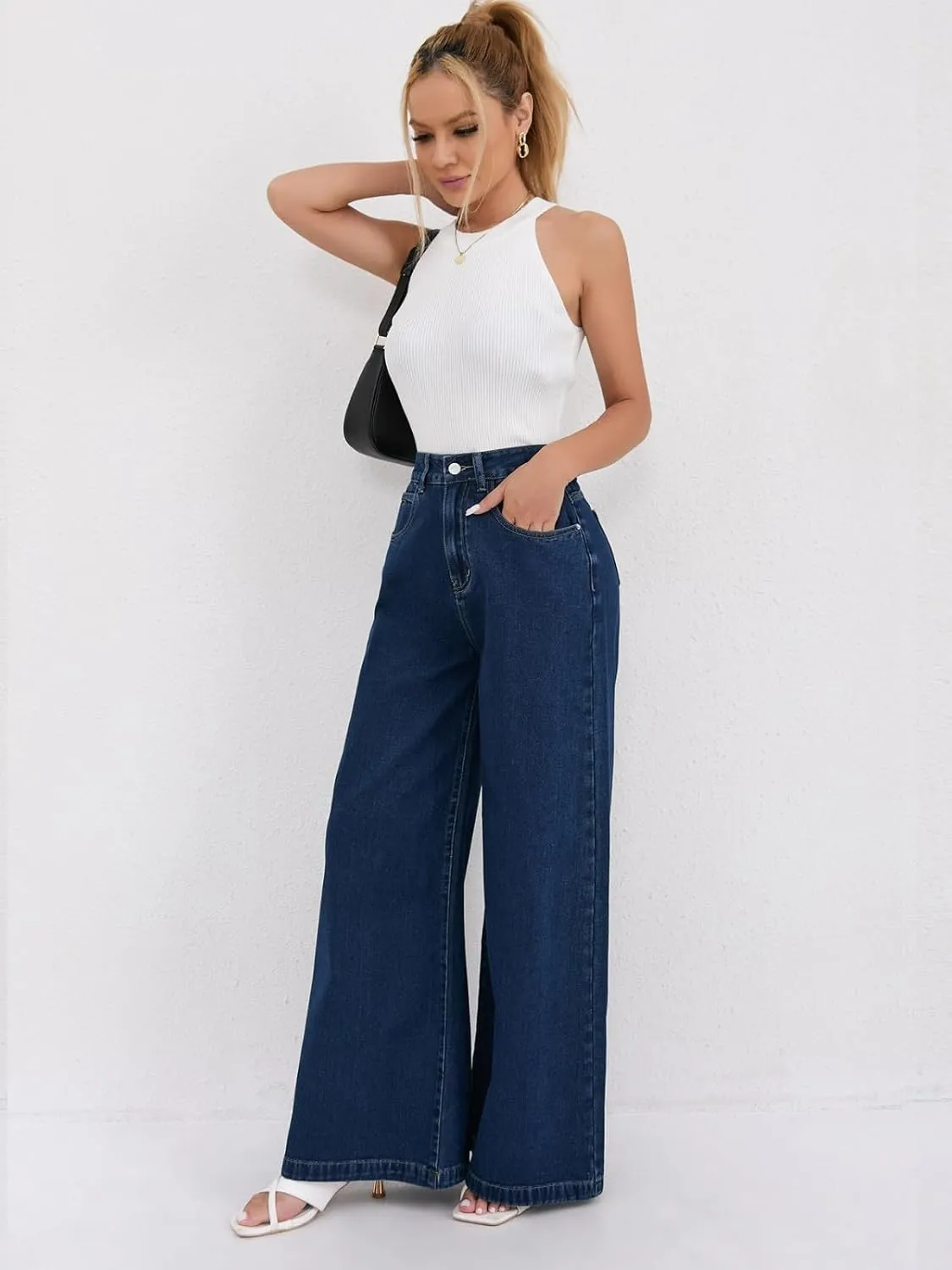 Juniors Loose Fit Denim Pants for Women Cowgirl High Cut Straight Leg Plain Long Leg Summer Fall 2025 Fashion Y2K