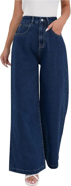 Juniors Loose Fit Denim Pants for Women Cowgirl High Cut Straight Leg Plain Long Leg Summer Fall 2025 Fashion Y2K