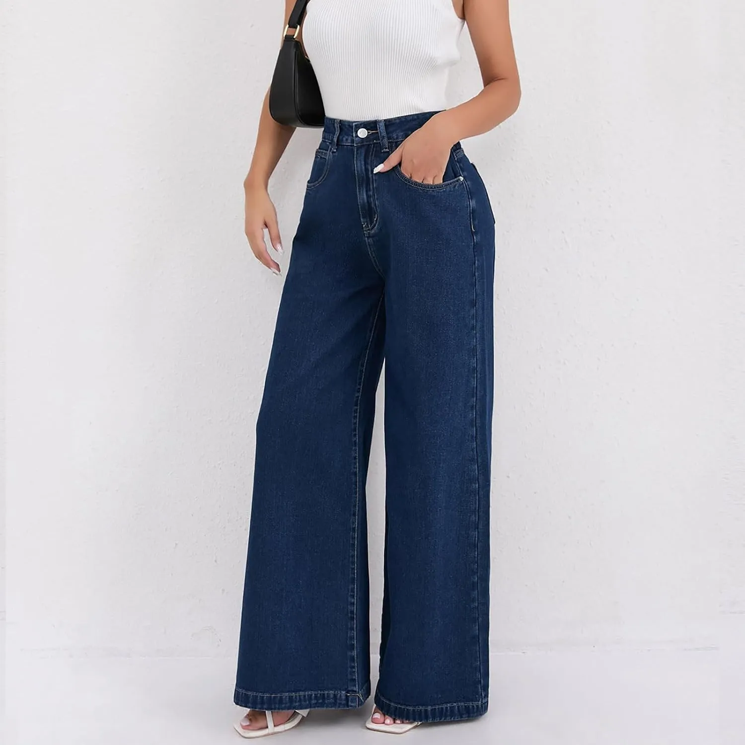 Juniors Loose Fit Denim Pants for Women Cowgirl High Cut Straight Leg Plain Long Leg Summer Fall 2025 Fashion Y2K