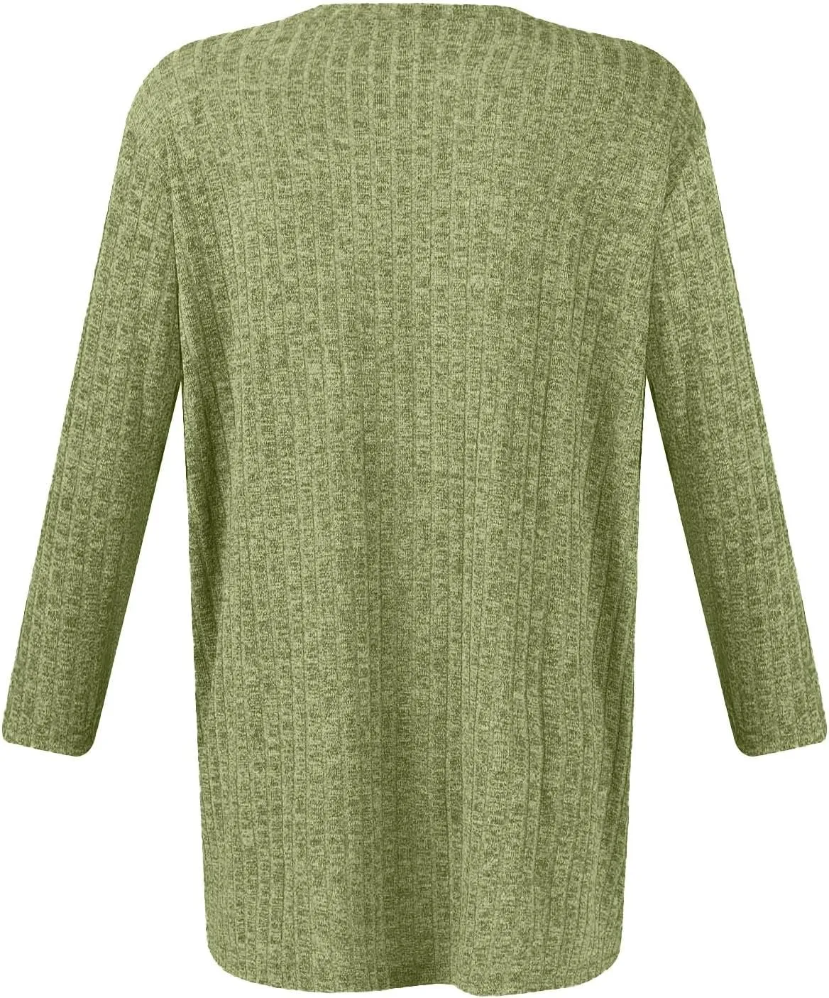 Knit Sweater Women Winter Tops 3/4 Sleeve Ribbed Knit Sweater Trendy Crew Neck Clothing