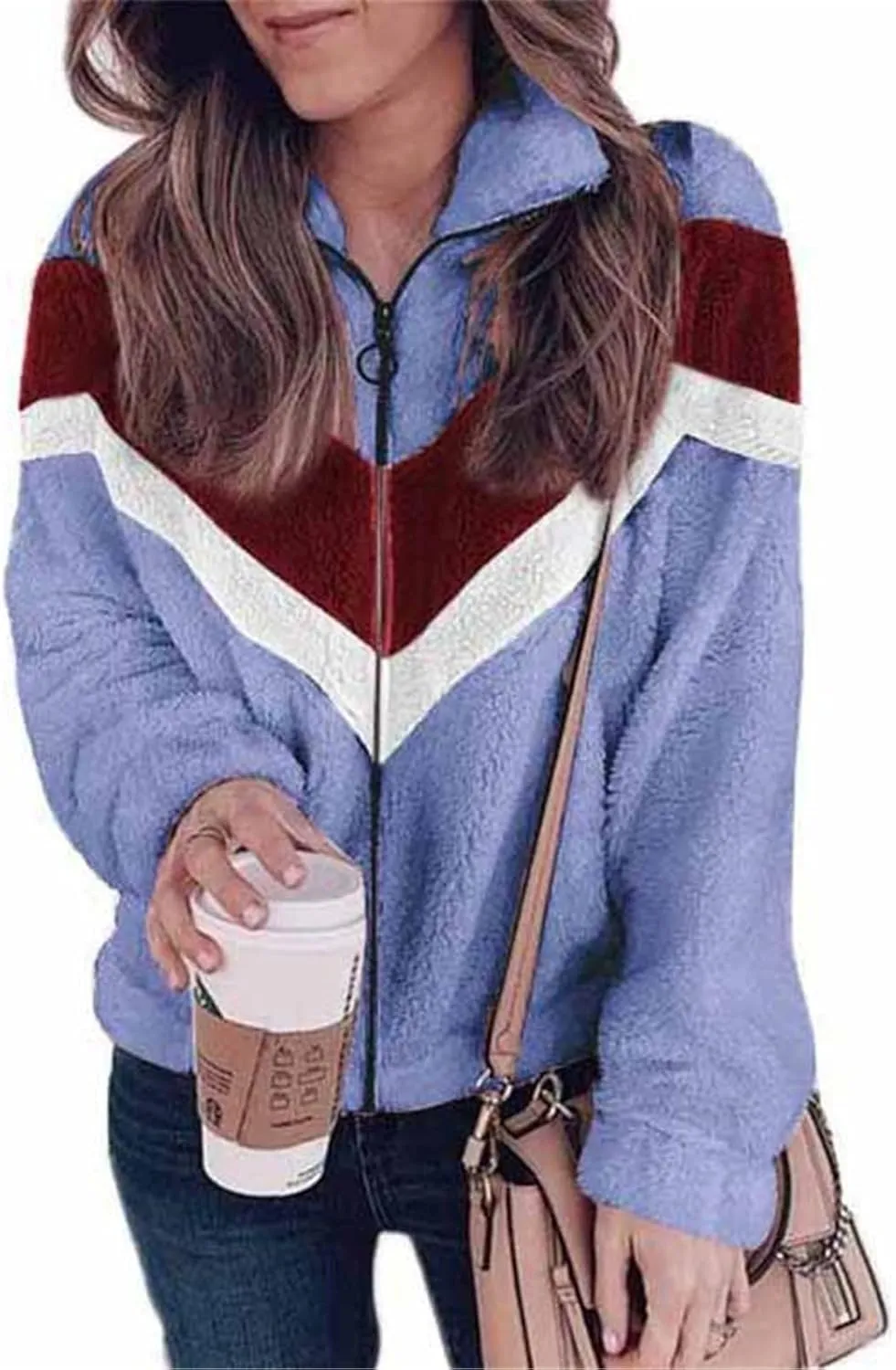 LCMTWX Fleece Jacket Women Casual Coat Outdoor Slim Coffee Outwear Plush Long Cardigan Trendy Warm Oversized Fluffy Womens