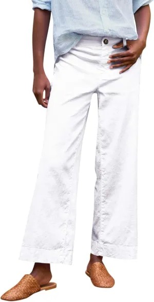 Linen Pants for Women, Straight Leg Peasant Pants Elastic Waist Linen Casual