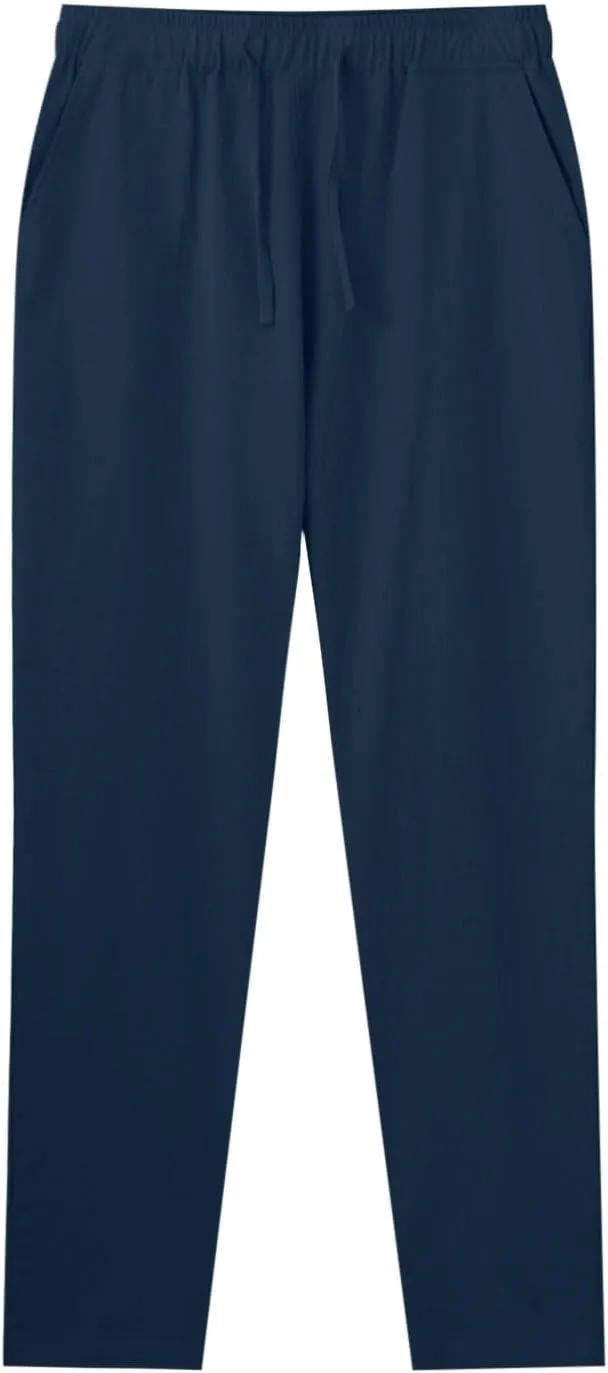 Linen Pants Men,Mens Casual Pants Lightweight Drawstring Beach Pants Elastic Waist Linen Pants Loose Beach Pants
