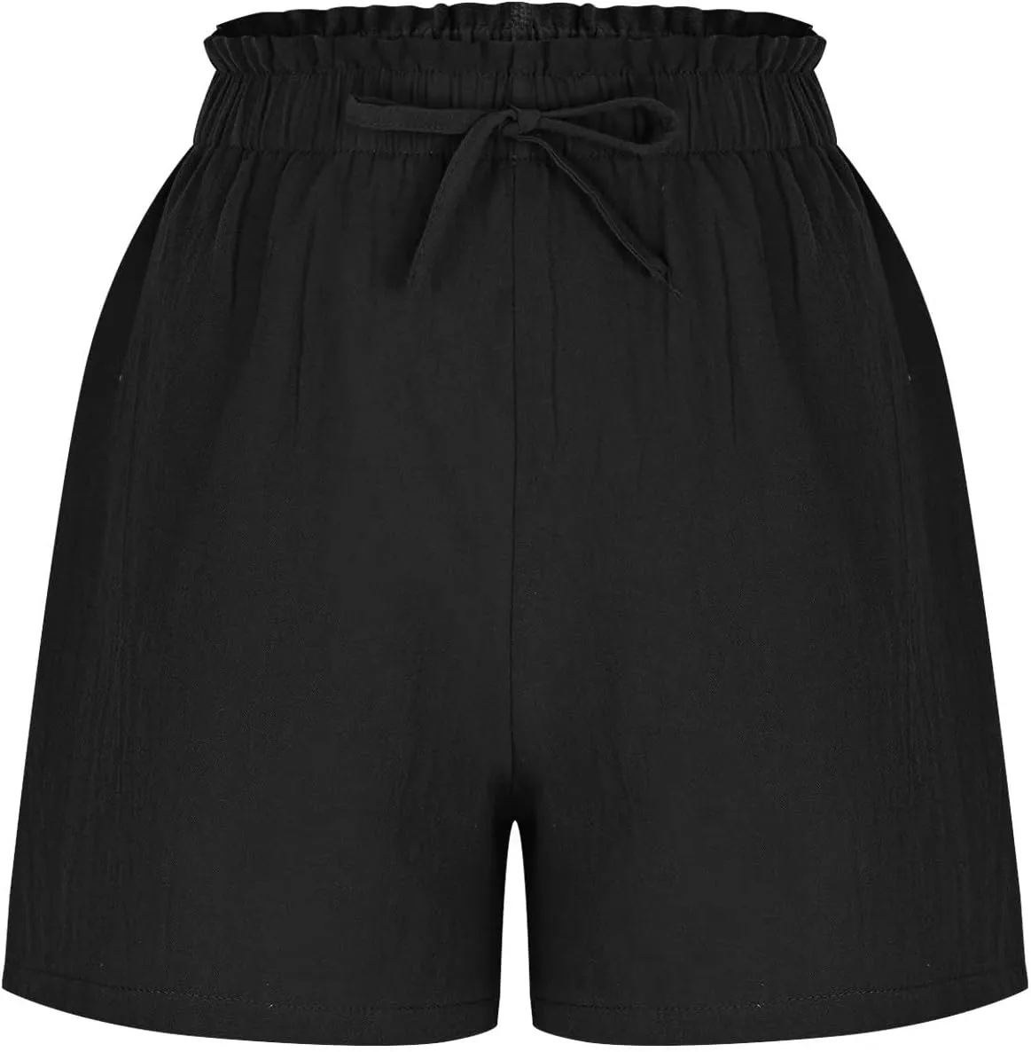 Linen Shorts for Women Summer Casual High Waisted Trousers Lightweight Drawstring Beach Loose Shorts with Pockets