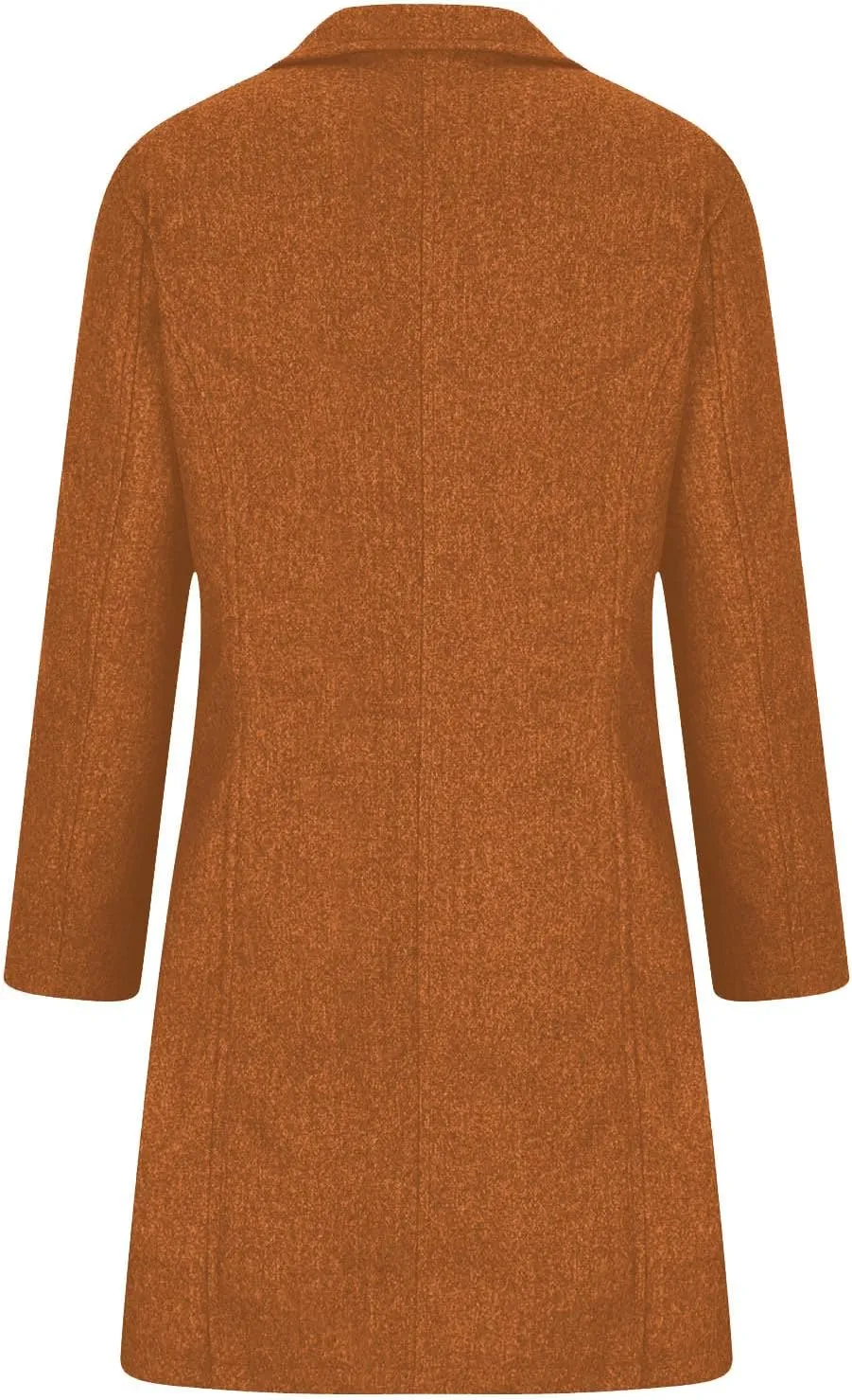 Long Winter Coats for Women Single Breasted Wool Blend Coat Open Front Lapel Overcoat Trench Coat with Pockets