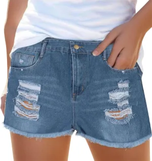Loose Shorts For Women Denim Plus Size Denim Bermuda Jean Shorts High Waisted Ripped Distressed Shorts for Summer