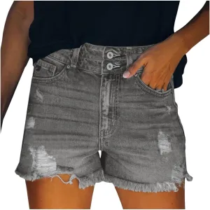 Loose Shorts For Women Denim Plus Size Denim Bermuda Jean Shorts High Waisted Ripped Distressed Shorts for Summer