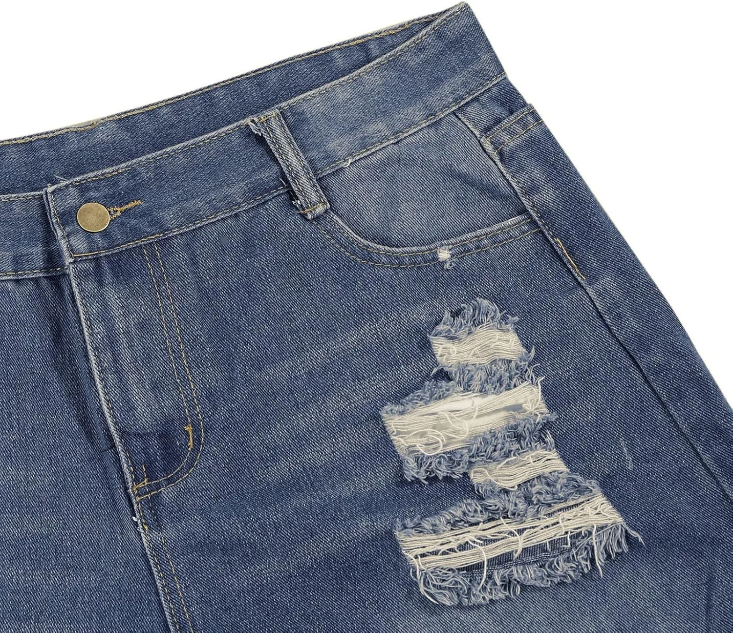 Loose Shorts For Women Denim Plus Size Denim Bermuda Jean Shorts High Waisted Ripped Distressed Shorts for Summer