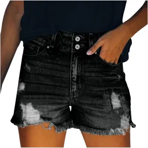 Loose Shorts For Women Denim Plus Size Denim Bermuda Jean Shorts High Waisted Ripped Distressed Shorts for Summer
