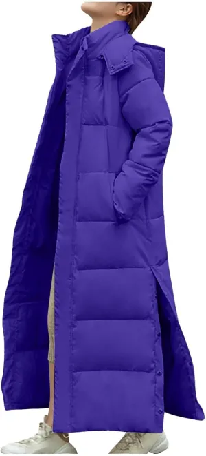 maisdgop Long Puffer Coat Women Ankle Length Parka Long down Jacket 2024 Thermal Puffer Trendy Jacket Thick Warm Outerwear