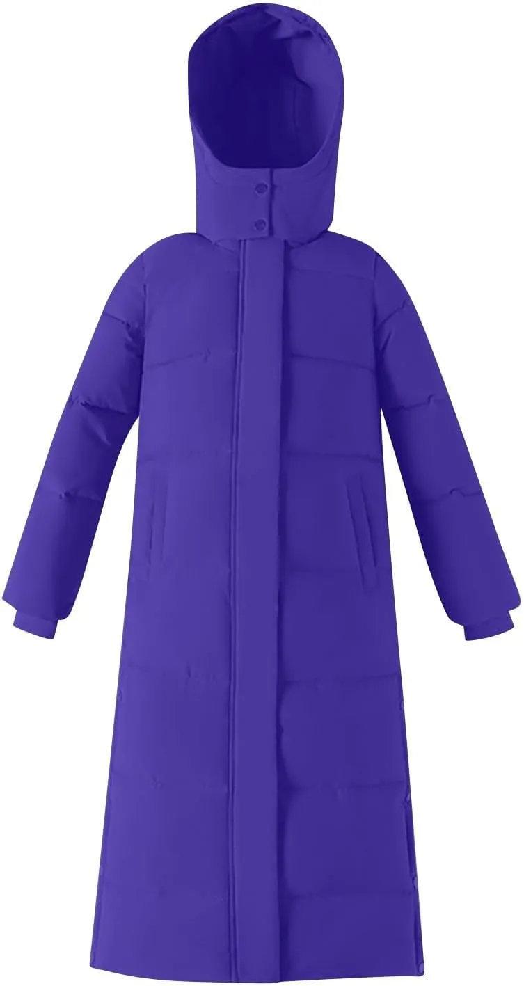 maisdgop Long Puffer Coat Women Ankle Length Parka Long down Jacket 2024 Thermal Puffer Trendy Jacket Thick Warm Outerwear