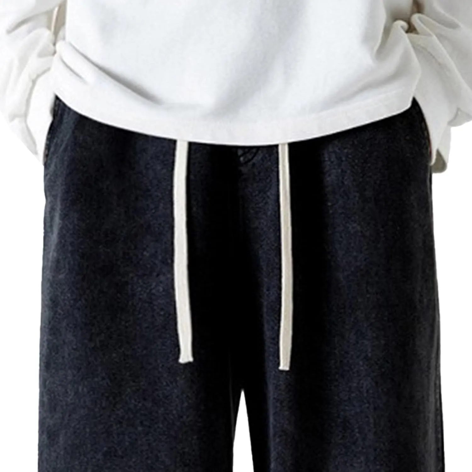 Maiyifu-GJ Casual Baggy Jeans for Men Loose Fit Straight Leg Hip Hop Jeans Drawstring Elastic Waist Wide Leg Denim Pants