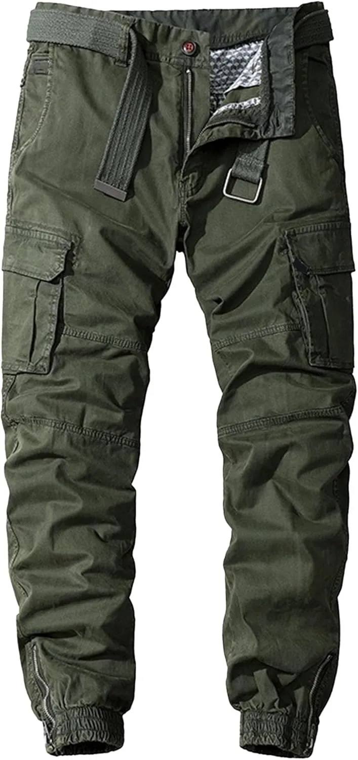 Maiyifu-GJ Men's Casual Jogger Cargo Pants Multi-Pockets Military Hiking Trousers Elastic Waist Athletic Jogger Sweatpants