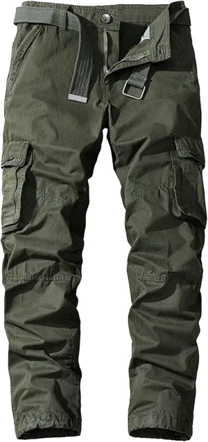 Maiyifu-GJ Men's Casual Jogger Cargo Pants Multi-Pockets Military Hiking Trousers Elastic Waist Athletic Jogger Sweatpants
