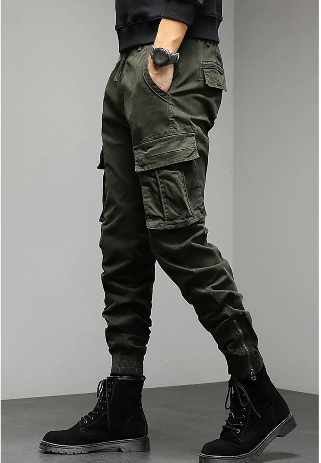 Maiyifu-GJ Men's Casual Jogger Cargo Pants Multi-Pockets Military Hiking Trousers Elastic Waist Athletic Jogger Sweatpants