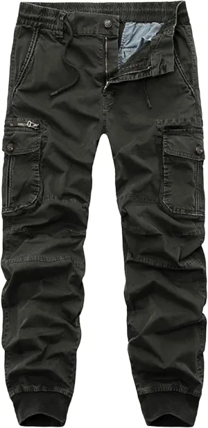 Maiyifu-GJ Men's Casual Jogger Cargo Pants Multi-Pockets Military Hiking Trousers Elastic Waist Athletic Jogger Sweatpants