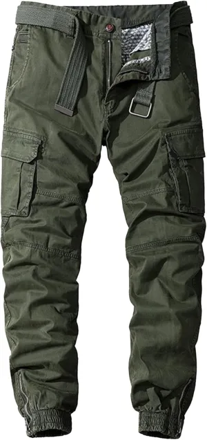 Maiyifu-GJ Men's Casual Jogger Cargo Pants Multi-Pockets Military Hiking Trousers Elastic Waist Athletic Jogger Sweatpants