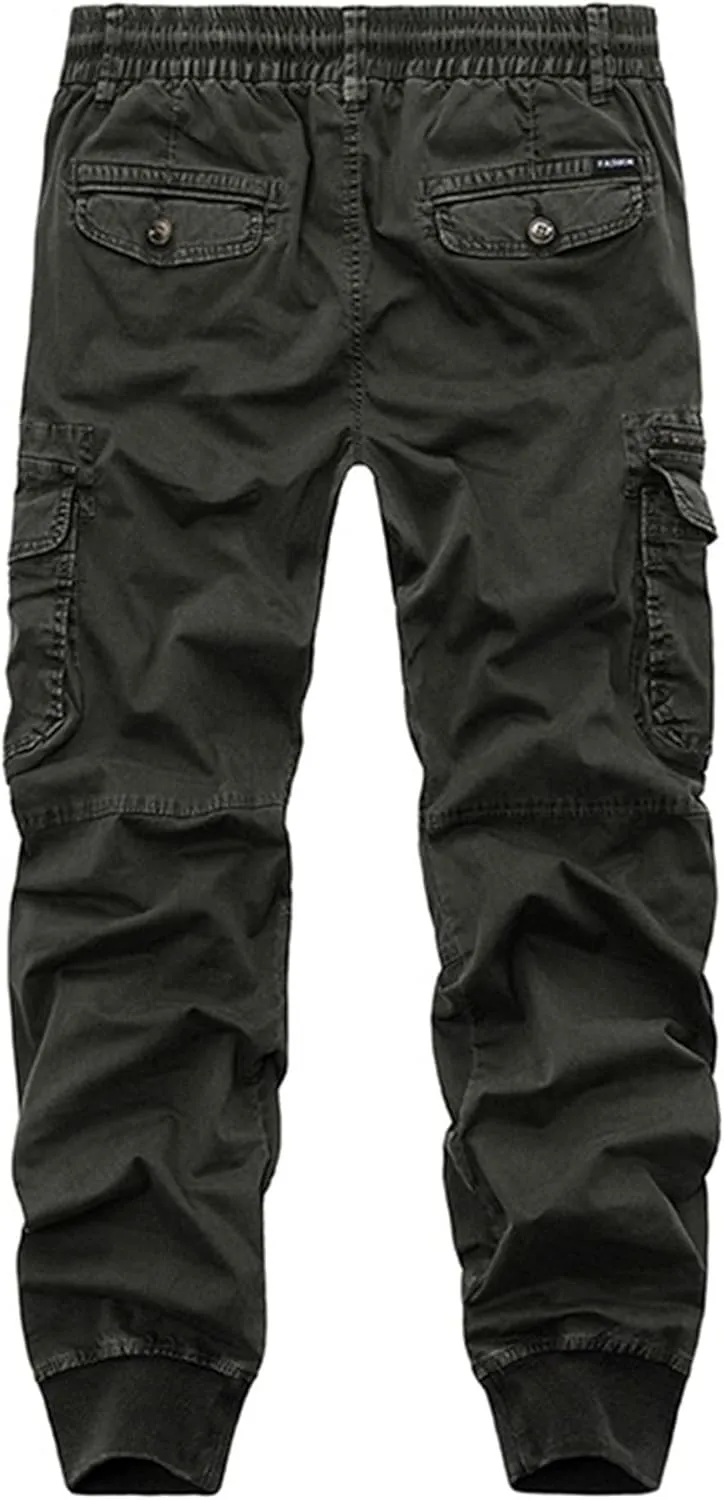 Maiyifu-GJ Men's Casual Jogger Cargo Pants Multi-Pockets Military Hiking Trousers Elastic Waist Athletic Jogger Sweatpants