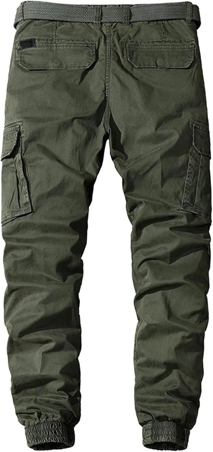 Maiyifu-GJ Men's Casual Jogger Cargo Pants Multi-Pockets Military Hiking Trousers Elastic Waist Athletic Jogger Sweatpants