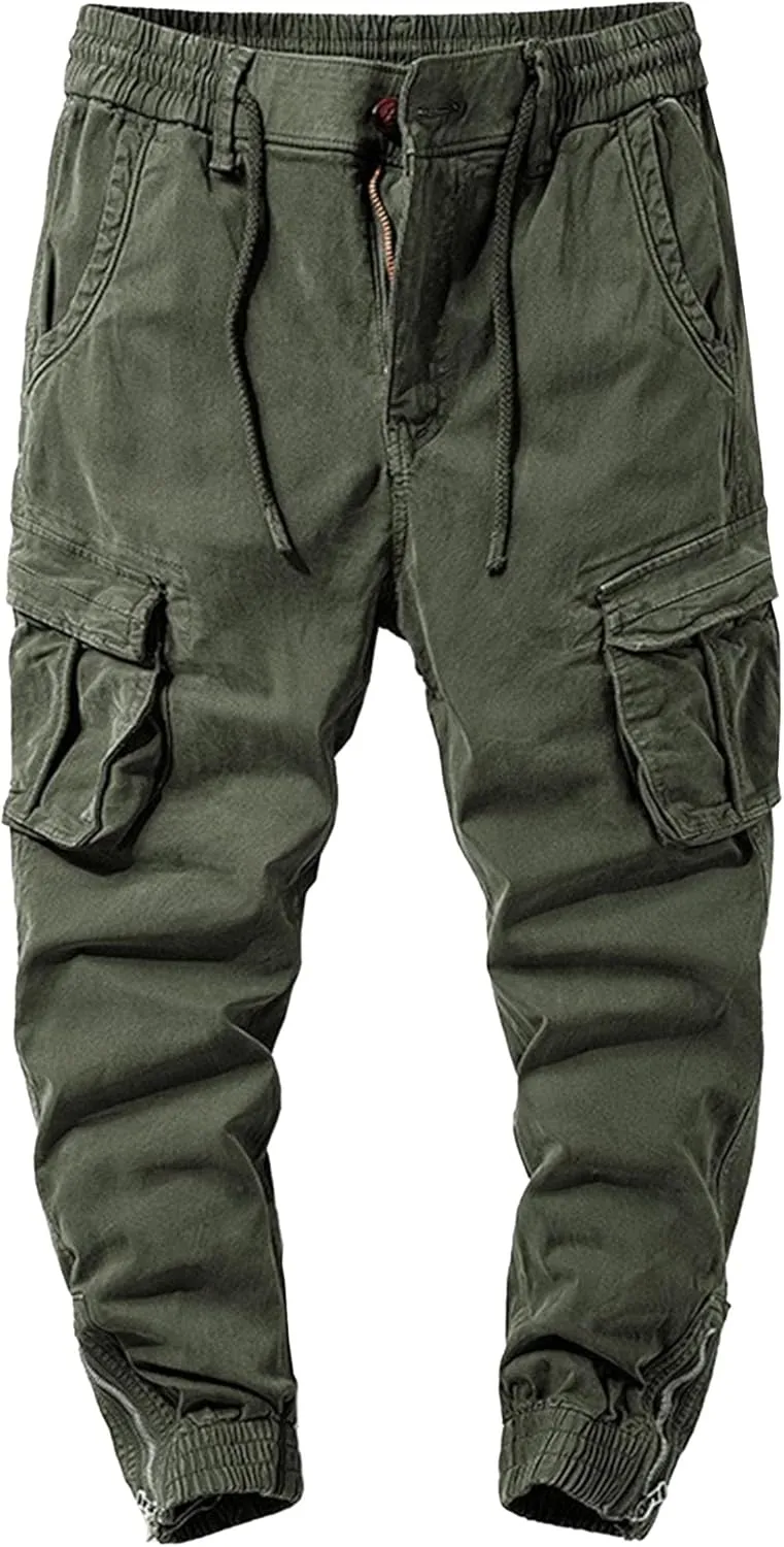 Maiyifu-GJ Men's Casual Jogger Cargo Pants Multi-Pockets Military Hiking Trousers Elastic Waist Athletic Jogger Sweatpants