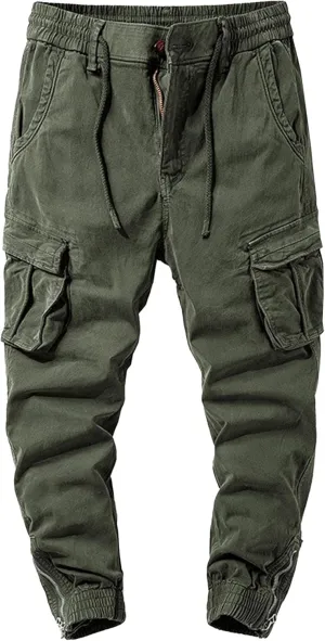 Maiyifu-GJ Men's Casual Jogger Cargo Pants Multi-Pockets Military Hiking Trousers Elastic Waist Athletic Jogger Sweatpants