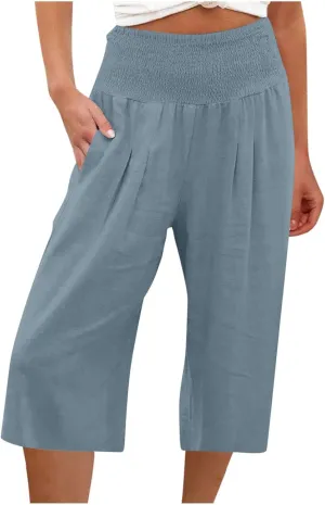 Maternity Shorts Over Belly 2024 Shorts for Women Long Shorts Below The Knee Casual Summer Elastic Waist Flowy Beach Shorts Cotton Linen Loose Fit Navy S