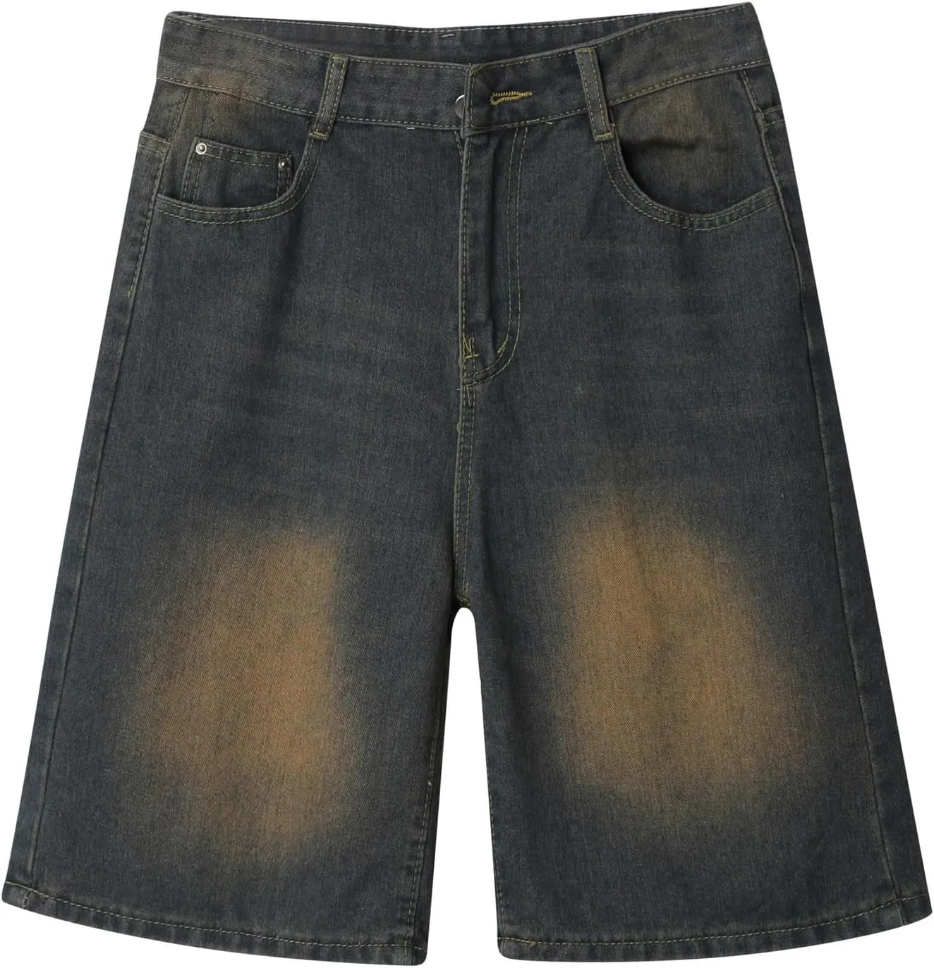Men Baggy Jean Shorts Loose Fit Mid Denim Shorts Wide Leg Y2K Hip Hop Trendy Outfits