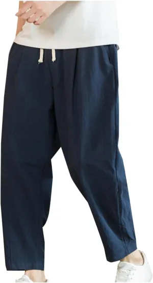 Men Plus Size Pants Elastic Waist Lightweight Pants Casual Relaxed Pants Comfy Performance Pants Trendy Plain Pants