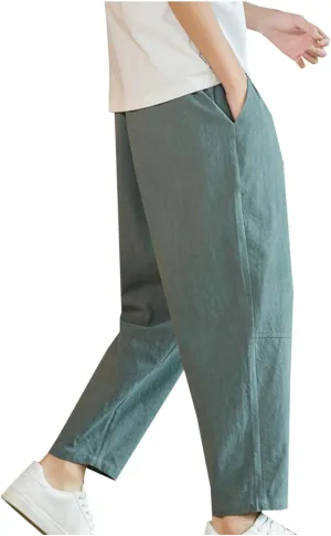 Men Plus Size Pants Elastic Waist Lightweight Pants Casual Relaxed Pants Comfy Performance Pants Trendy Plain Pants