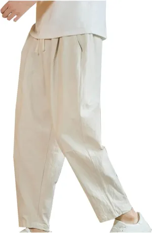 Men Plus Size Pants Elastic Waist Lightweight Pants Casual Relaxed Pants Comfy Performance Pants Trendy Plain Pants