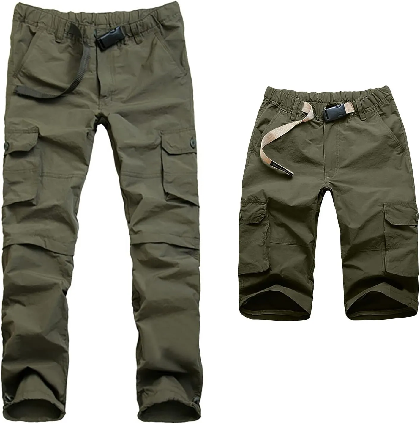 Men Stretch Cargo Pants Elastic Waist Tactical Sweatpants with Multi Pockets Hiking Jogger Outdoor Trousers