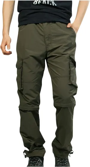 Men Stretch Cargo Pants Elastic Waist Tactical Sweatpants with Multi Pockets Hiking Jogger Outdoor Trousers