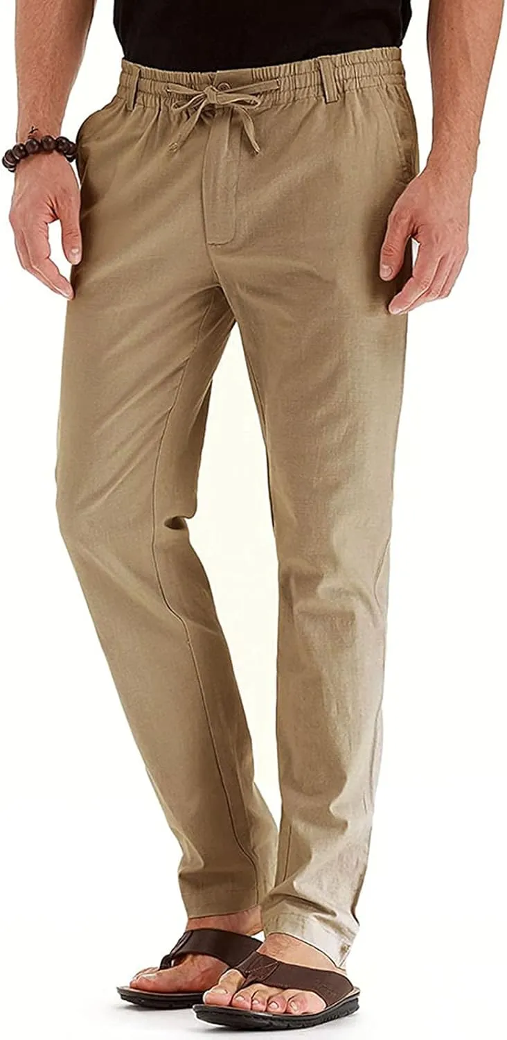 Mens Athletic Sweatpants Casual Straight Leg Trouser Elastic Waist Drawstring Cotton Jogger Running Pants with Pocket